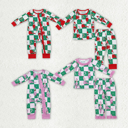 Sister brother Christmas candy cane matching bamboo clothes