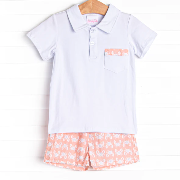 baby boy summer beach crab clothing set wholesale factory price
