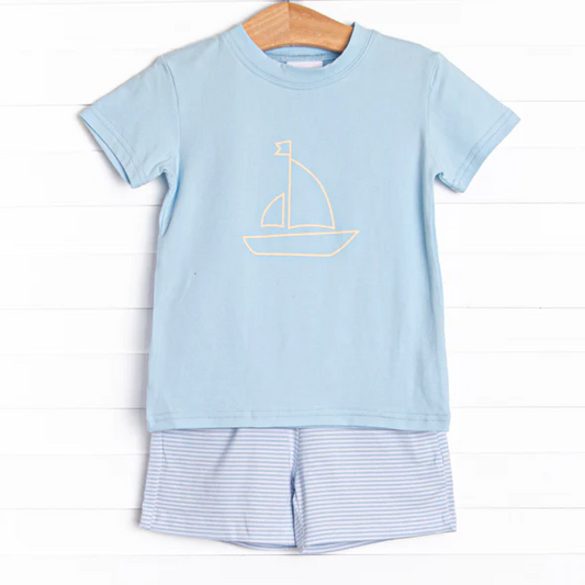 infant baby boy sailboat wholesale boutique outfit