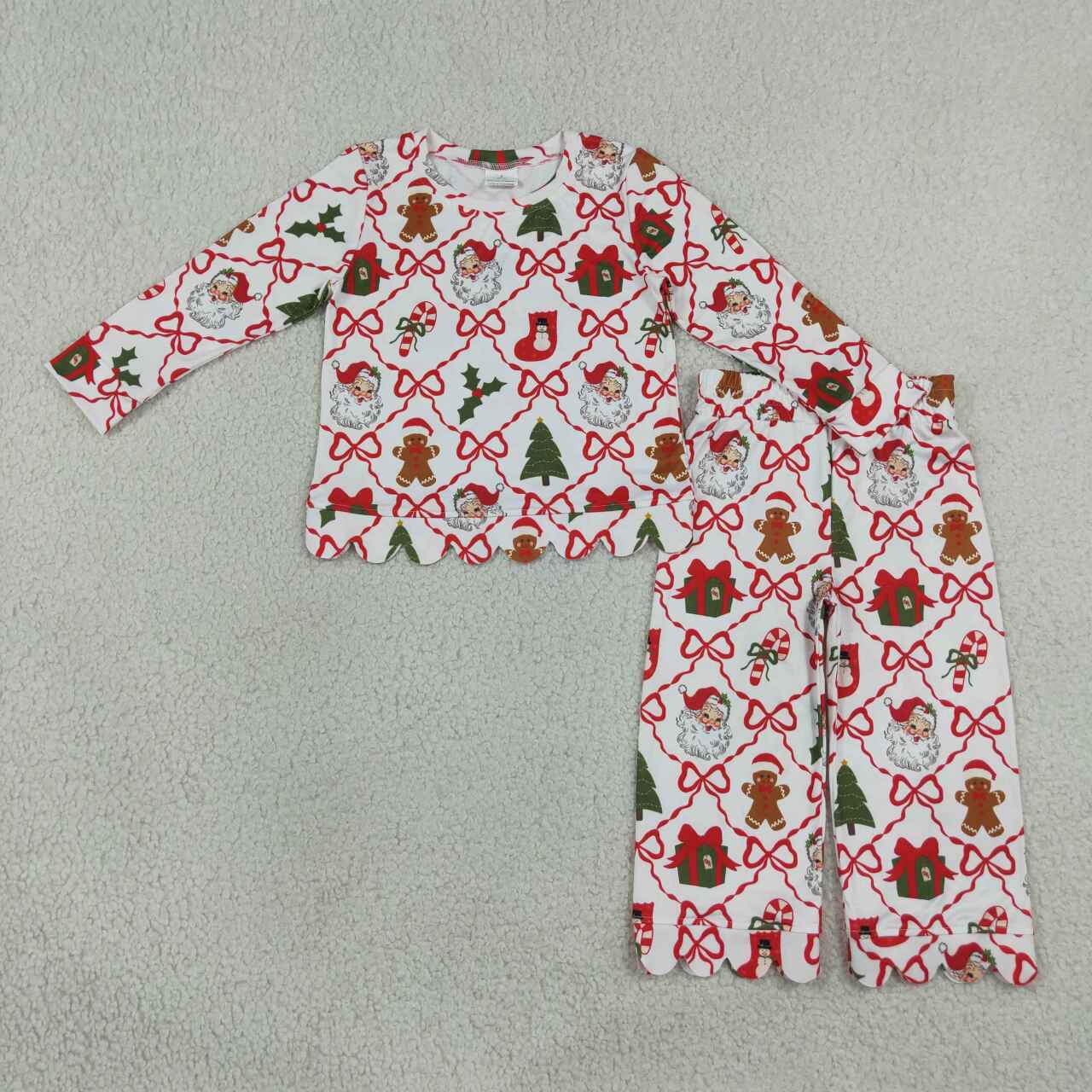 Christmas tree gift long sleeve top matching pants girls outfit