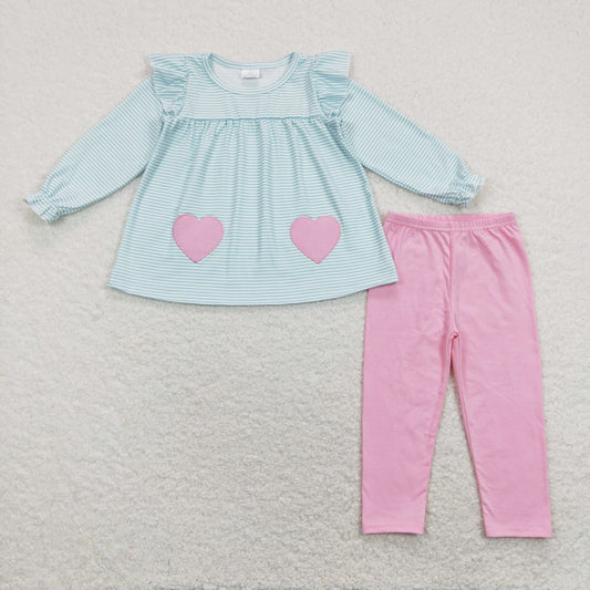 valentines day blue stripes top matching leggings outfit