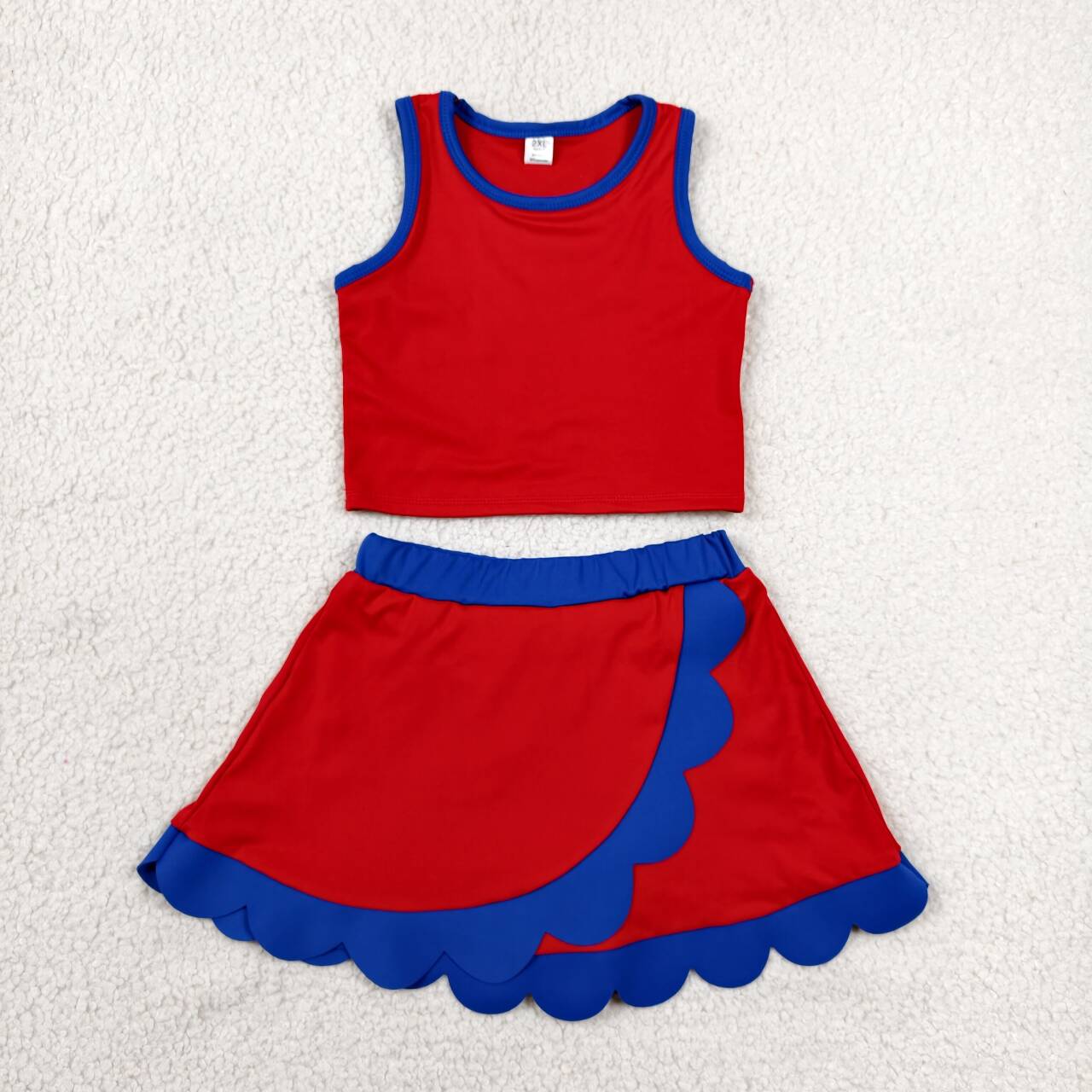 Girls summer red yoga tank top matching skorts outfit