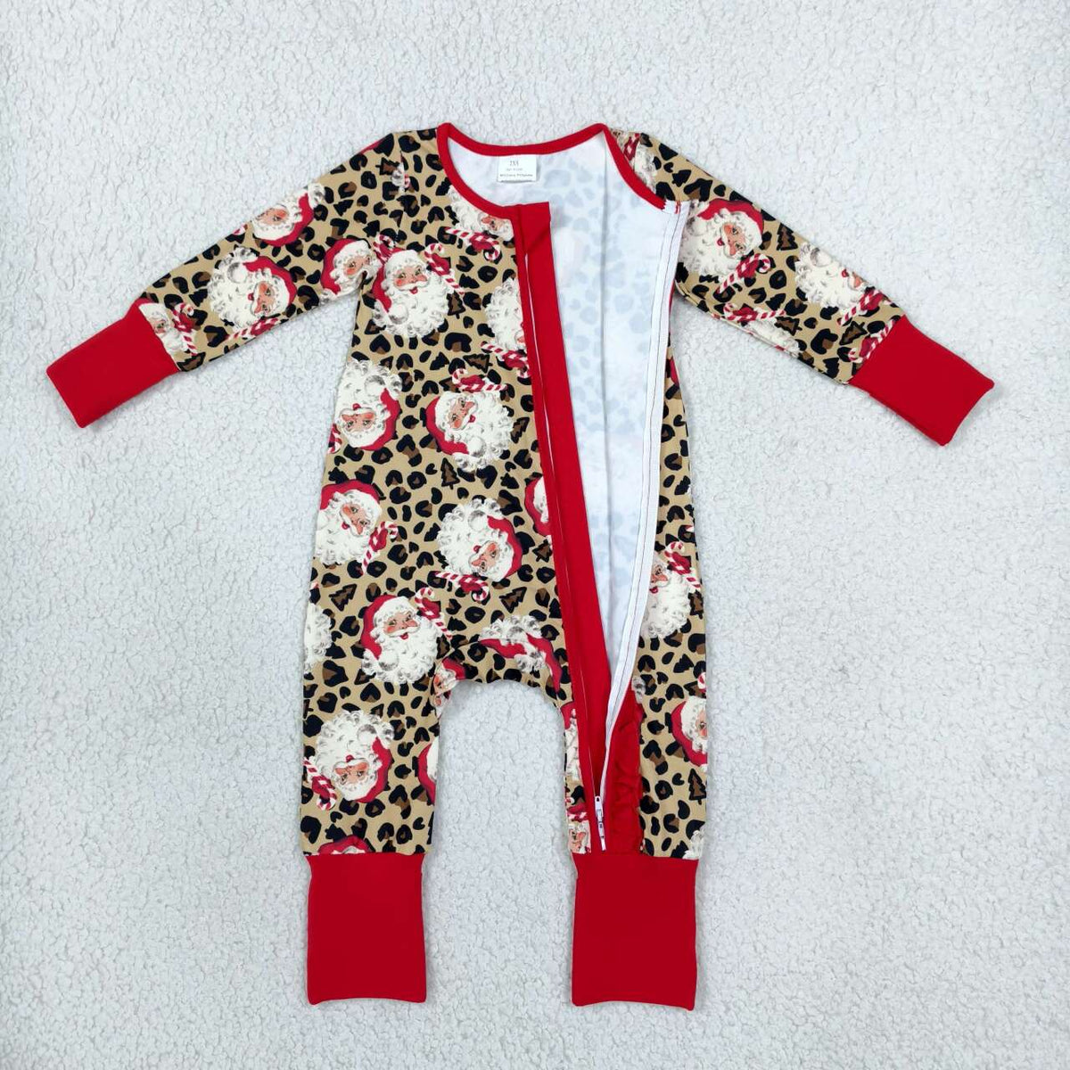 Christmas santa claus toddle baby long sleeve zip romper