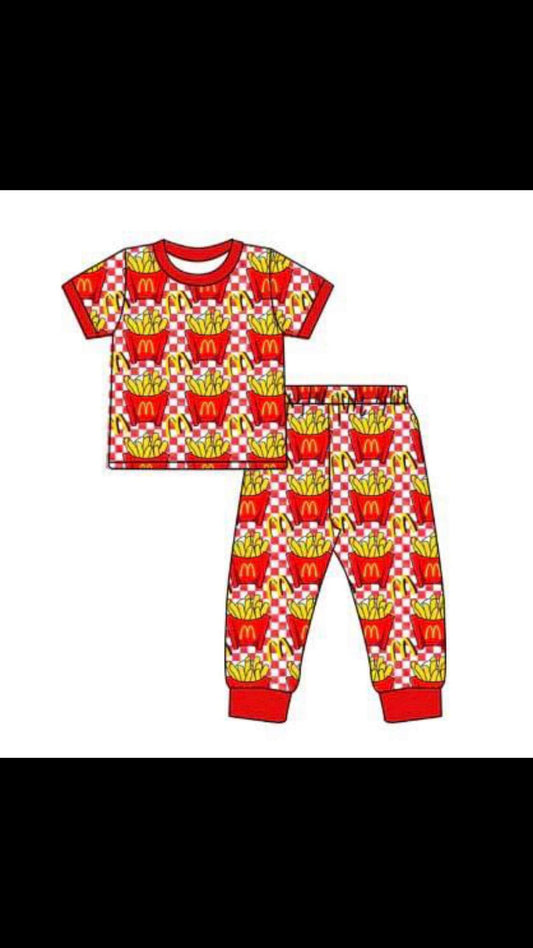 Baby girl shorts sleeve fries outfit