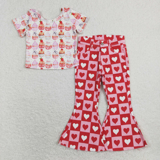 valentines heart cake shirt jeans bell bottoms outfit