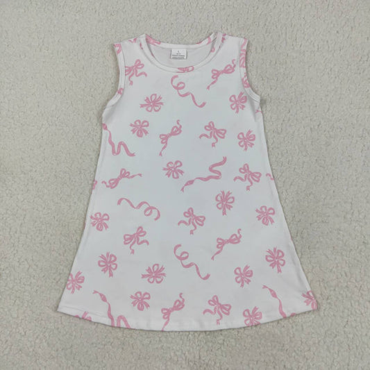 Infant baby girls pink bow summer dress