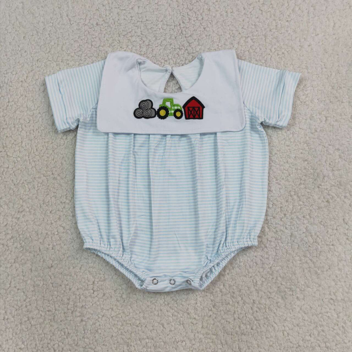 Embroidery Farm tractor boy short sleeve romper