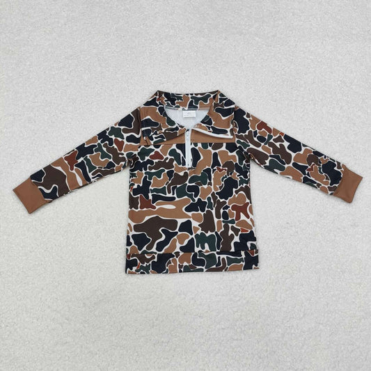 toddle baby boy long sleeve brown camo long sleeve zip pullover