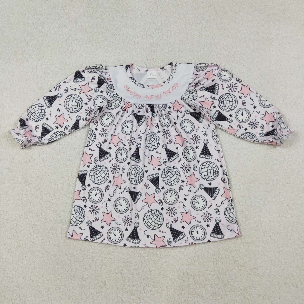 Happy New Year girls long sleeve dress