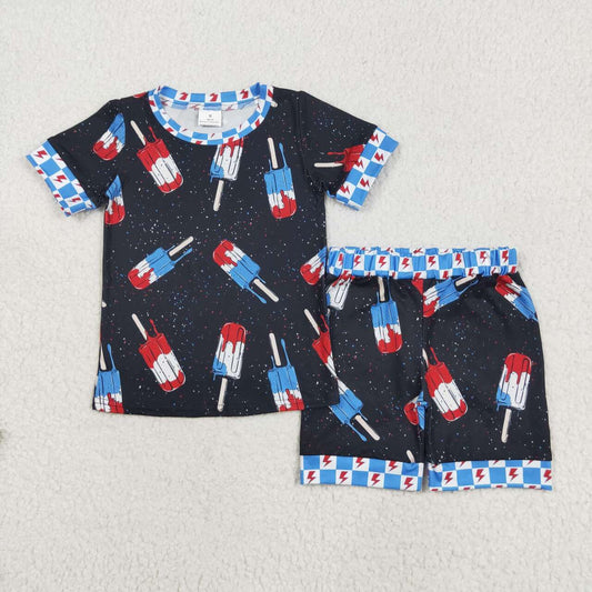 Baby boy red blue popsicle July 4th outfit
