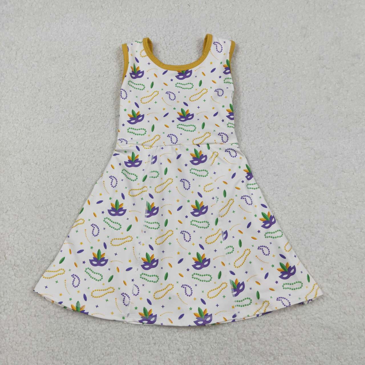 Mardi Gras mask bow design girls yoga dress
