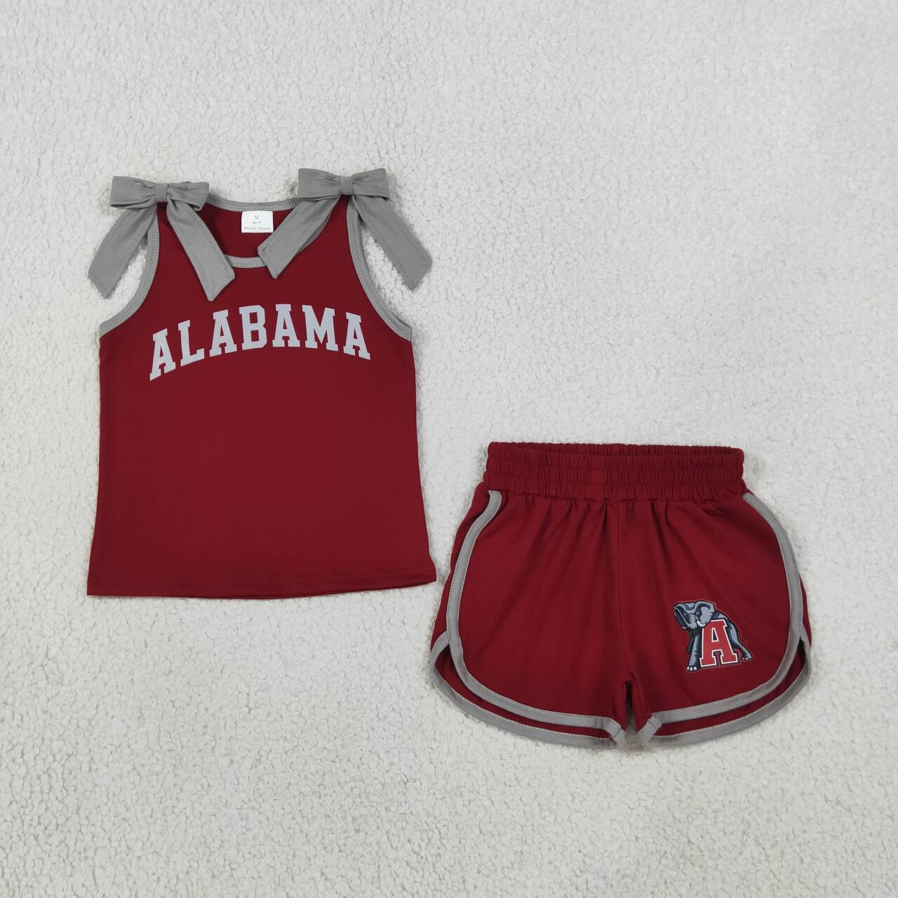 Alabama team design cotton vinyl top matching shorts girls summer outfit