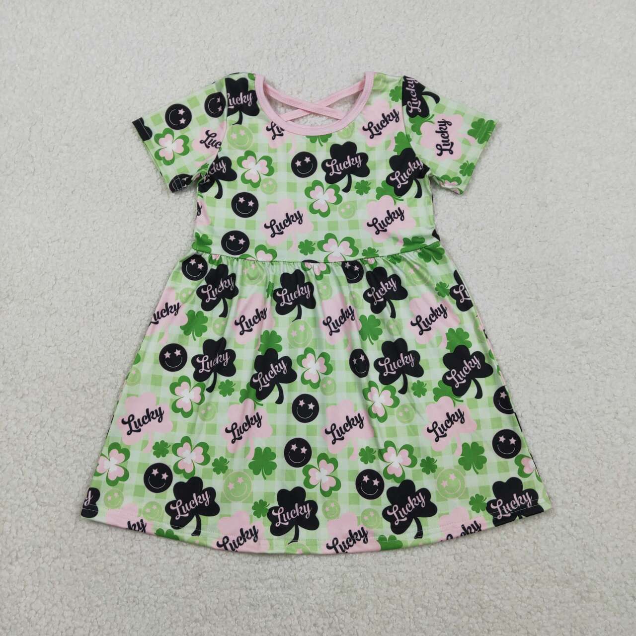 Saint Patrick's Day lucky design girls short sleeve dress