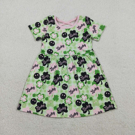 Saint Patrick's Day lucky design girls short sleeve dress