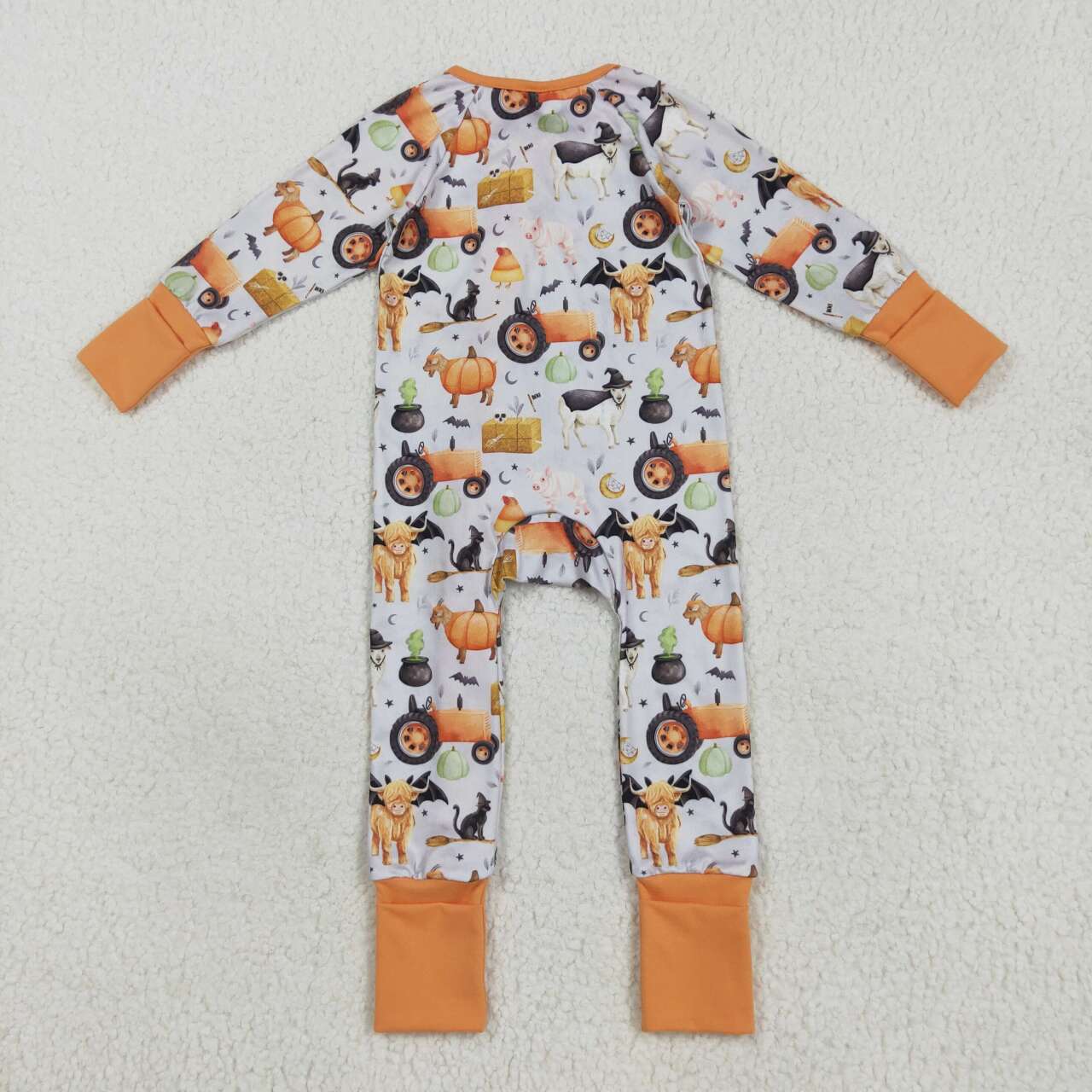 Halloween pumpkin animals design infant baby boy long sleeve  romper