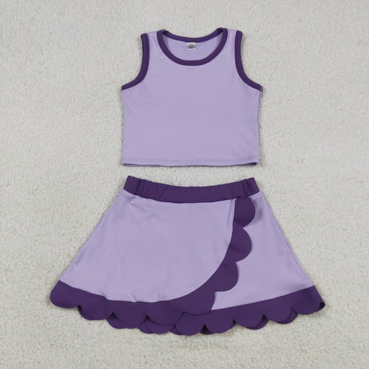 Lavender yoga top matching skorts girls summer outfit