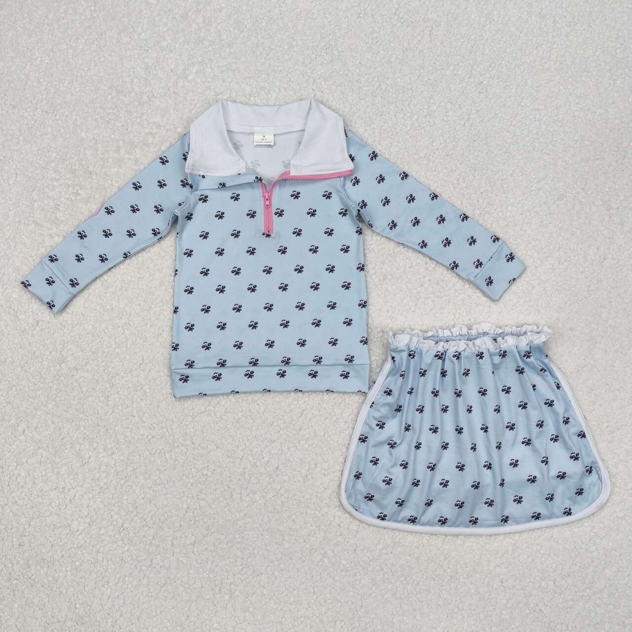 Toddle baby girls blue floral top matching shorts outfit