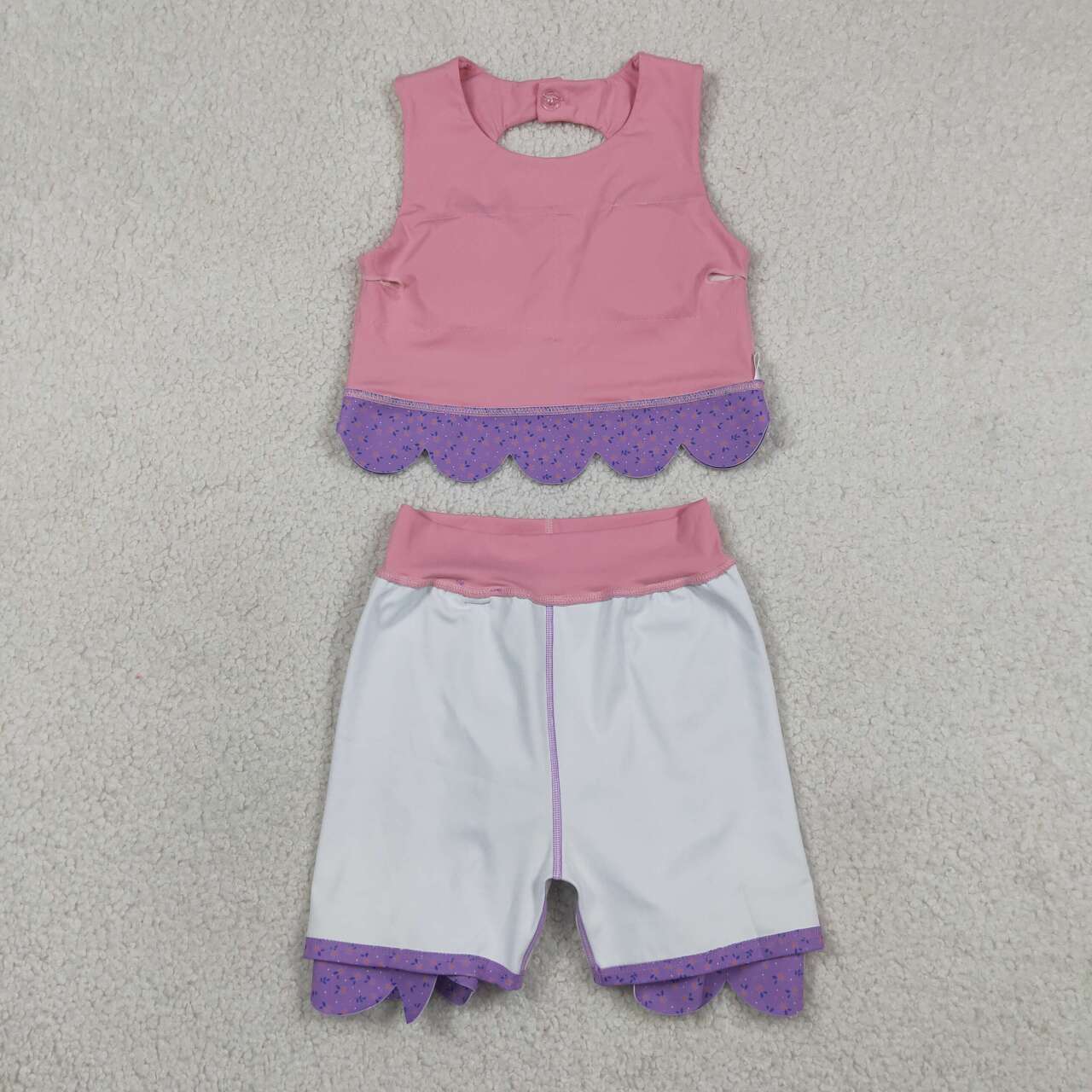 Pink crop top matching skirt girls summer active wear yoga outfit