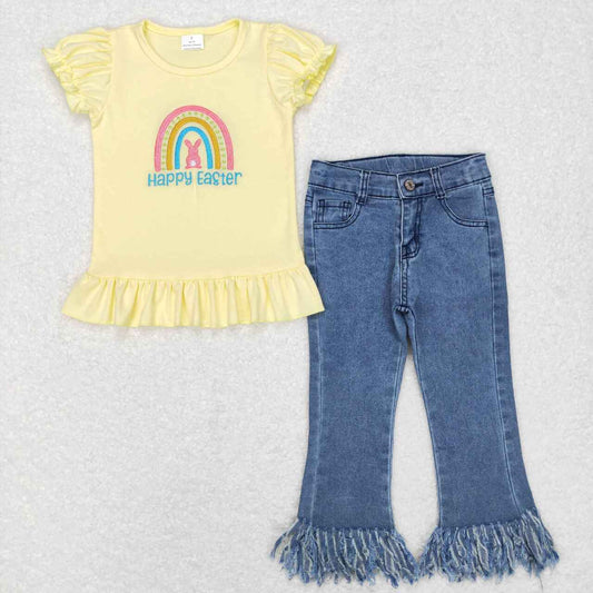 happy easter top tassel jeans pants outfit