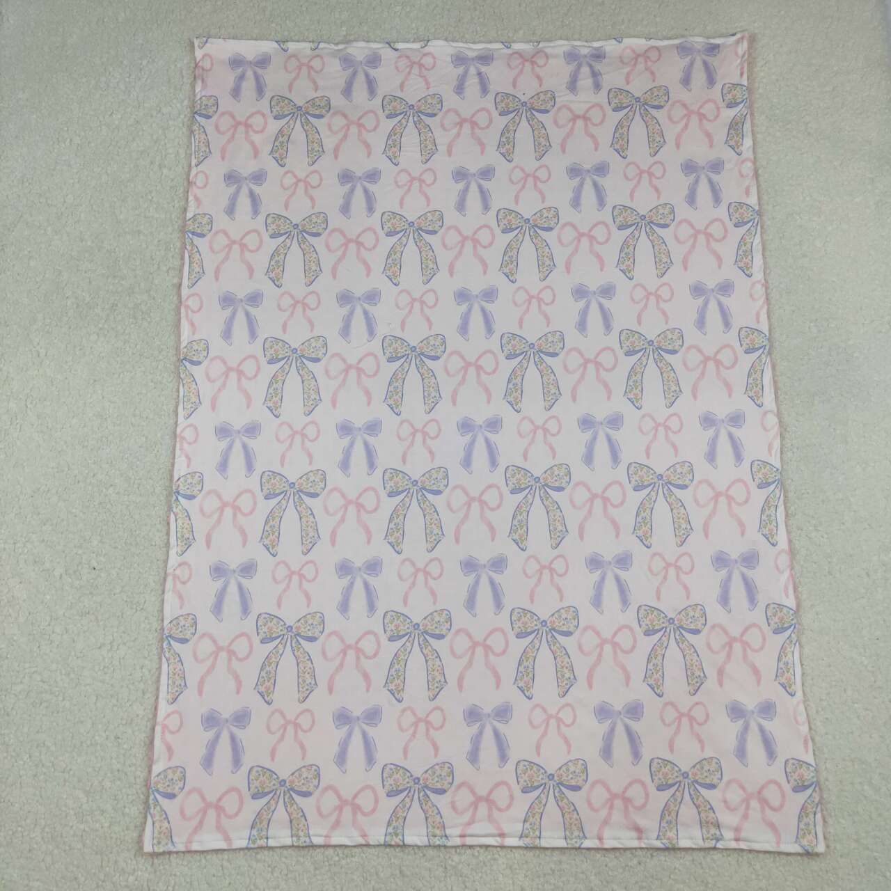 Pink purple bow kids baby soft blanket
