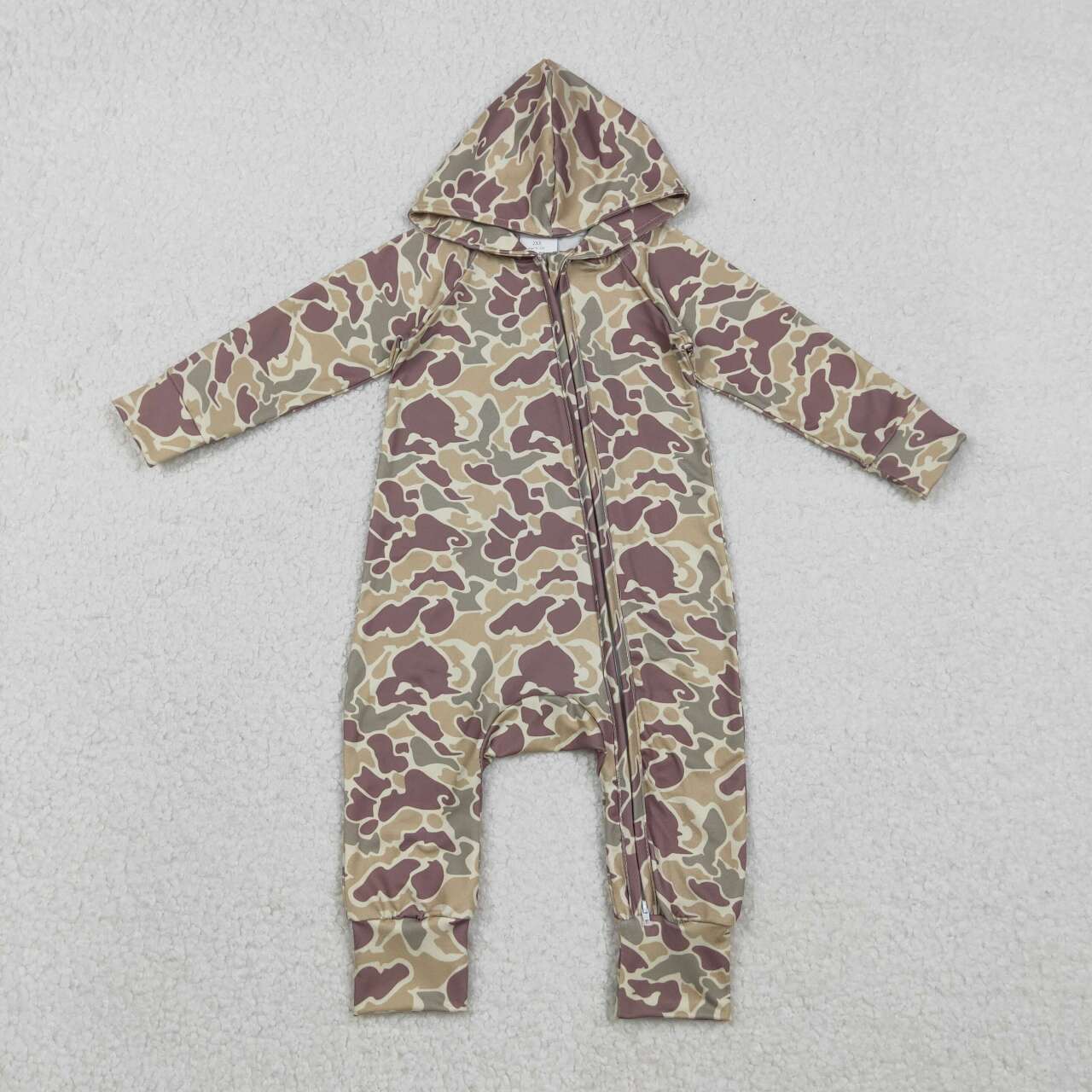 Toddle baby green camo long sleeve hoodie romper