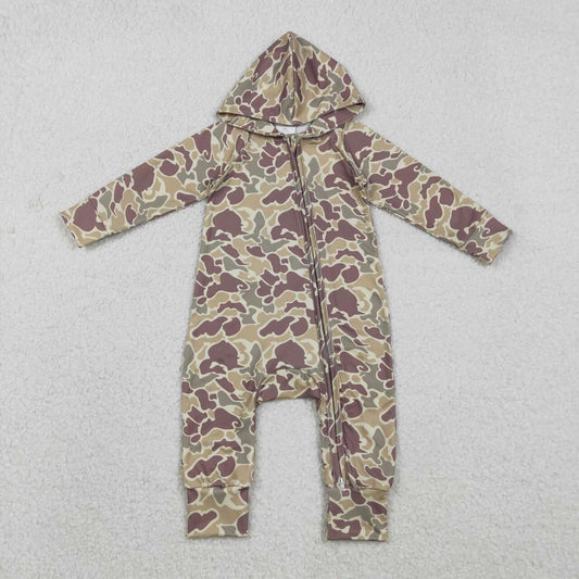 Toddle baby green camo long sleeve hoodie romper
