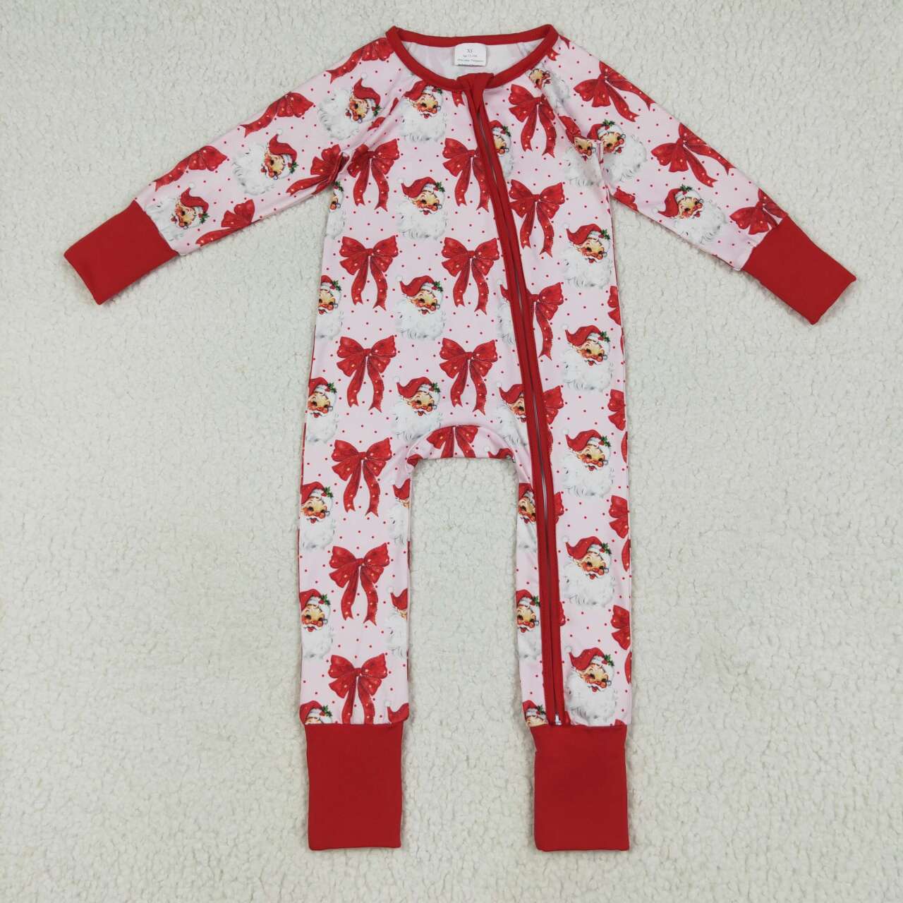 USA SHOP Christmas Santa Claus red bow toddle girls romper