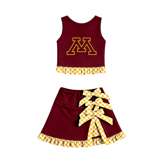 baby girls  sleeveless top matching skorts yoga clothing set