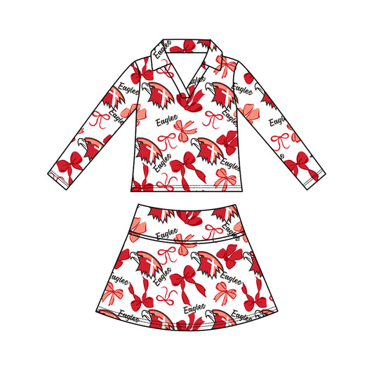 Kids long sleeve team pullover top matching skorts outfit wholesal factory price