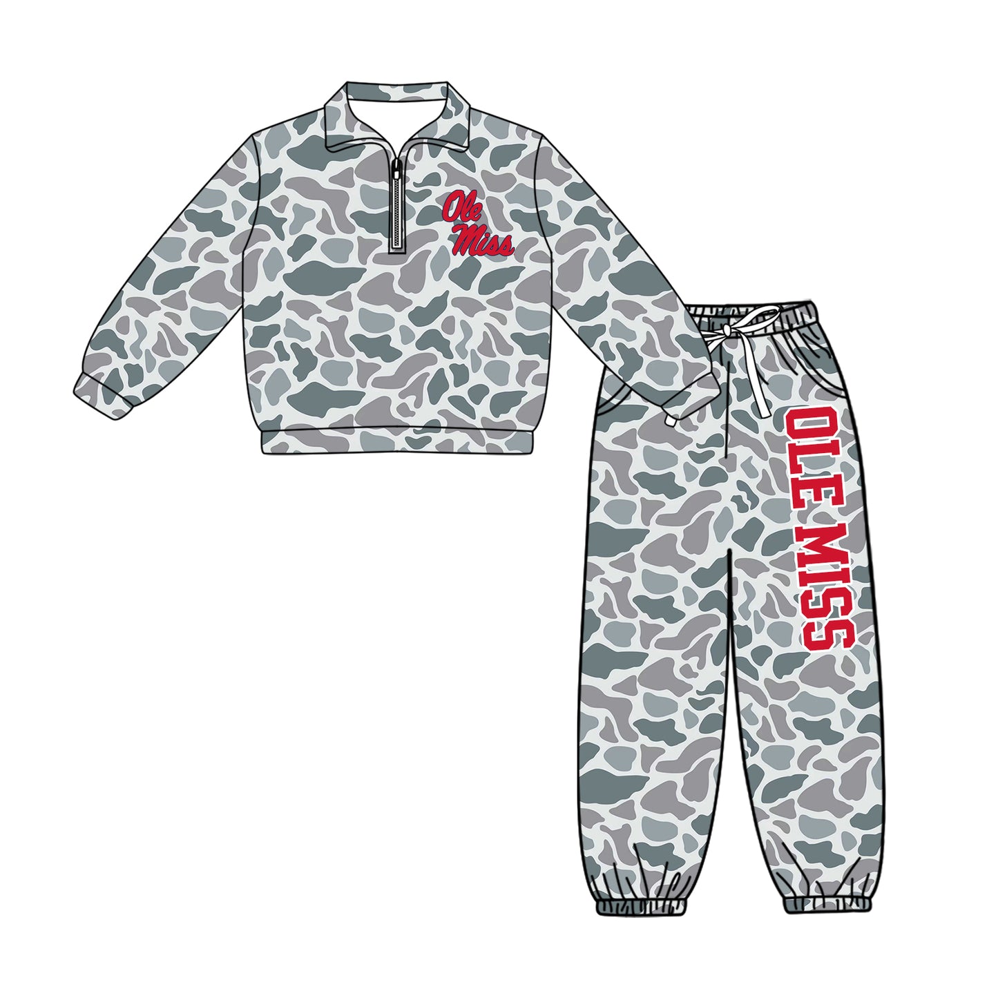 Toddle kids custom OLE MISS team design long sleeve outfit