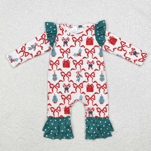 toddle baby girls christmas candy cane romper