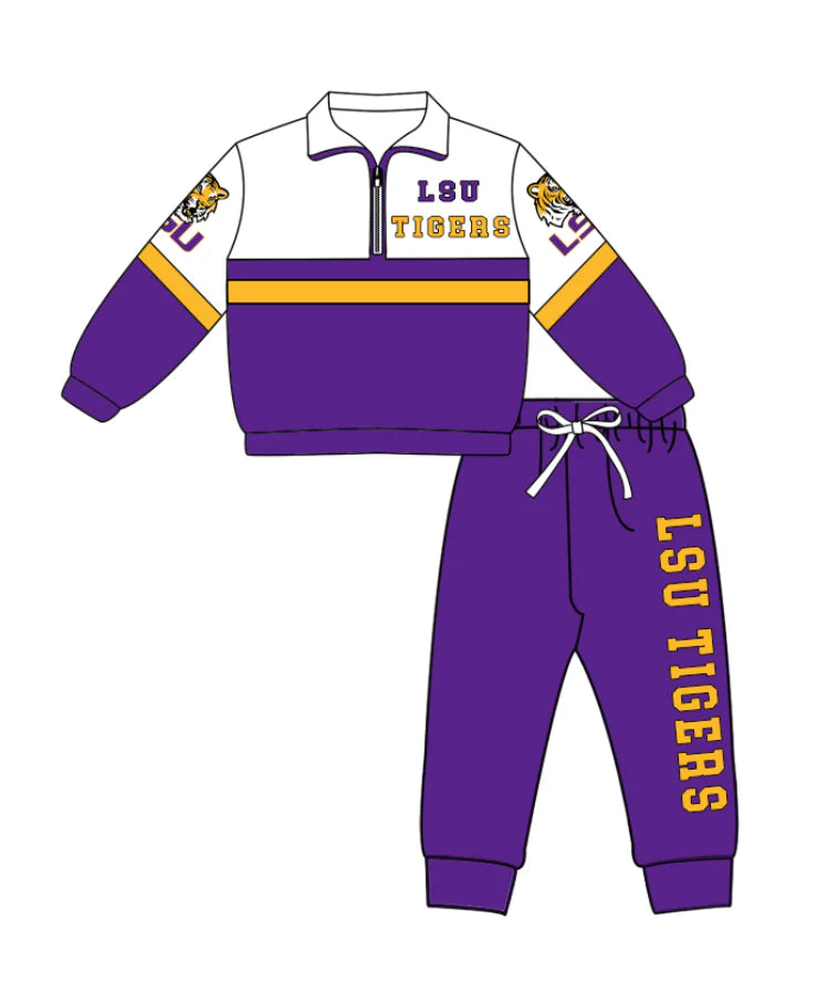 Kids long sleeve team pullover top matching pants outfit wholesal factory price