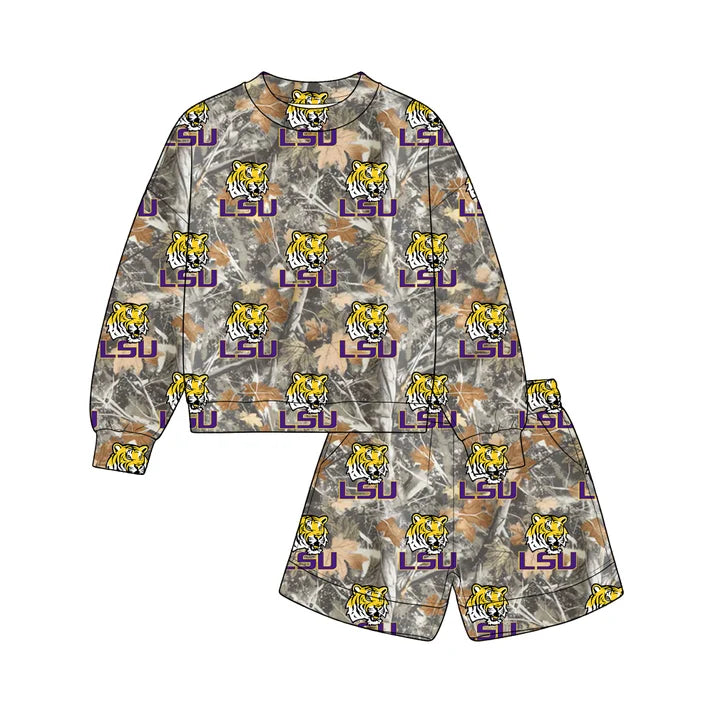 Custom team louisiana top matching shorts kids outfit wholesale factory price