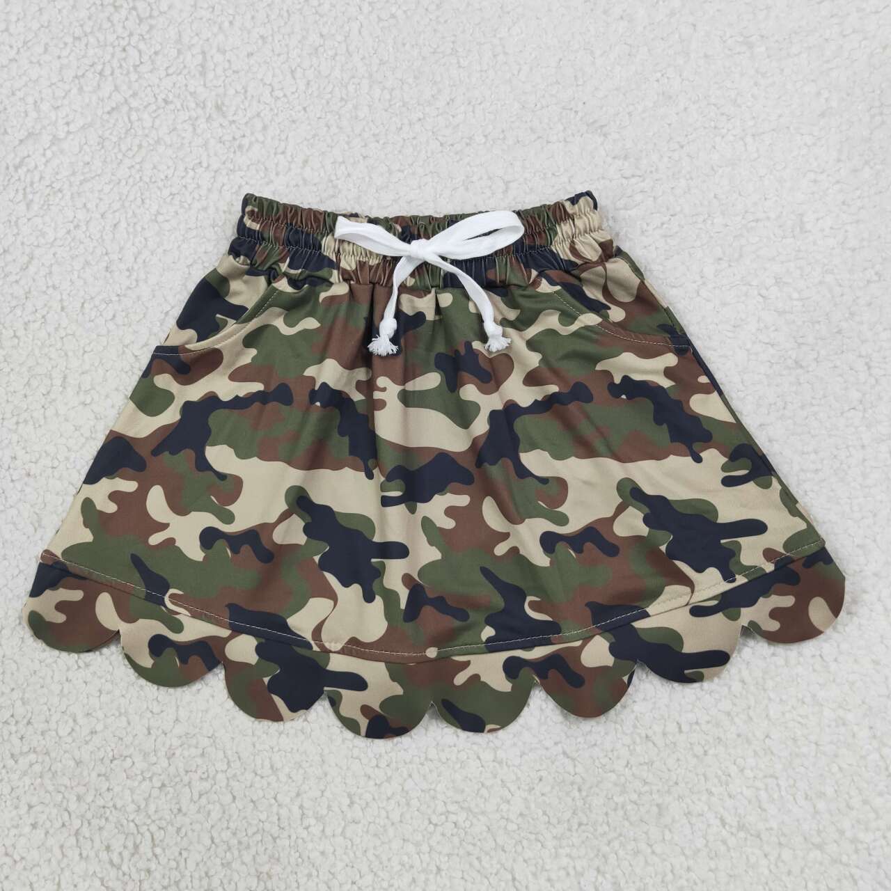 Green Black Camo print girls summer skirts