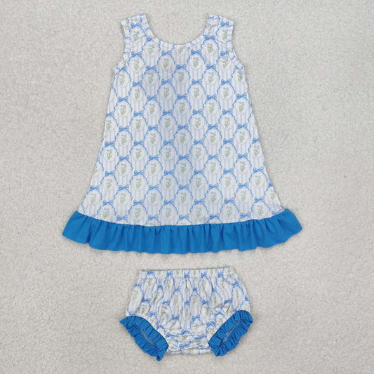 baby girls blue floral print bummies outfit