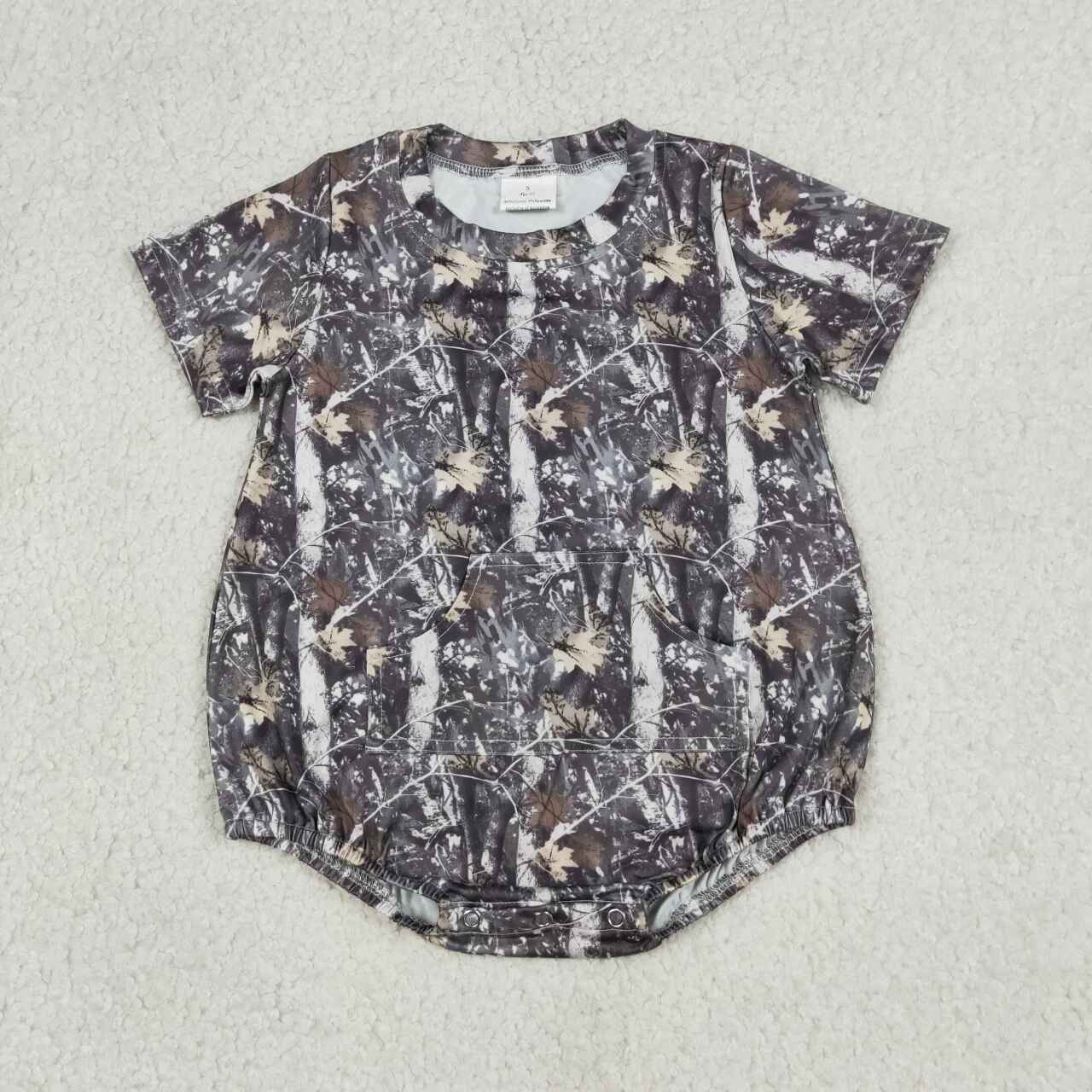 Camouflage print boy short sleeve romper