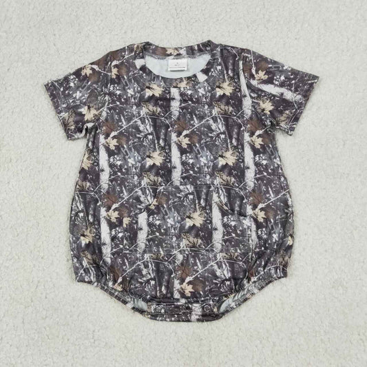 Camouflage print boy short sleeve romper