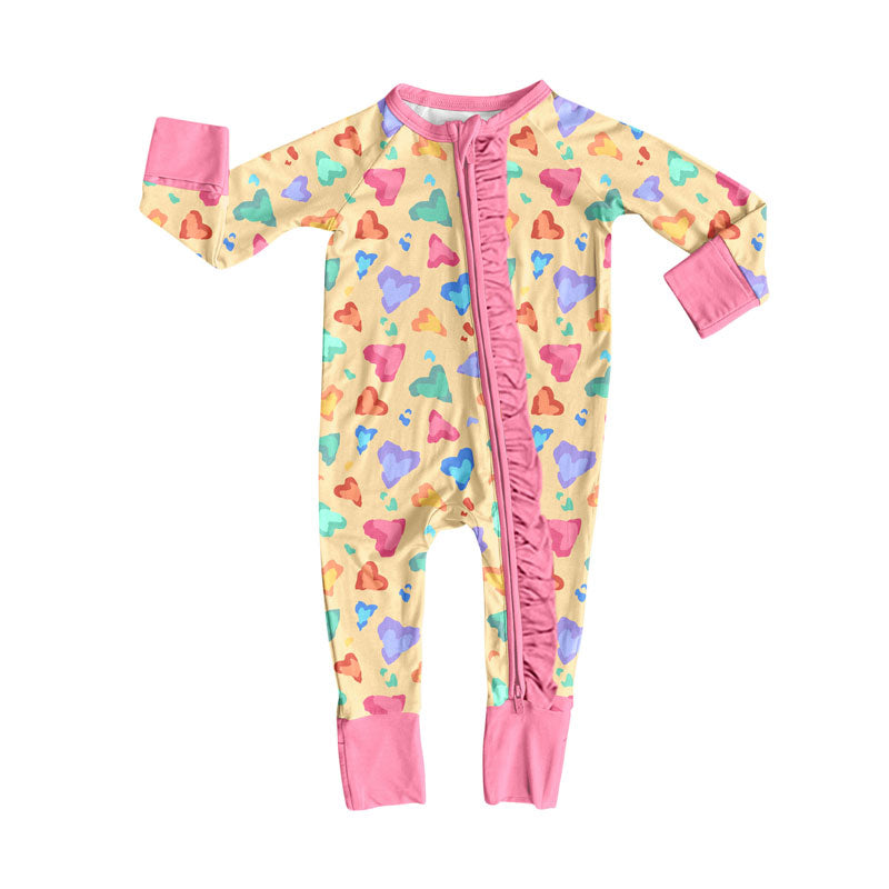 toddle baby Valentines day long sleeve zip romper
