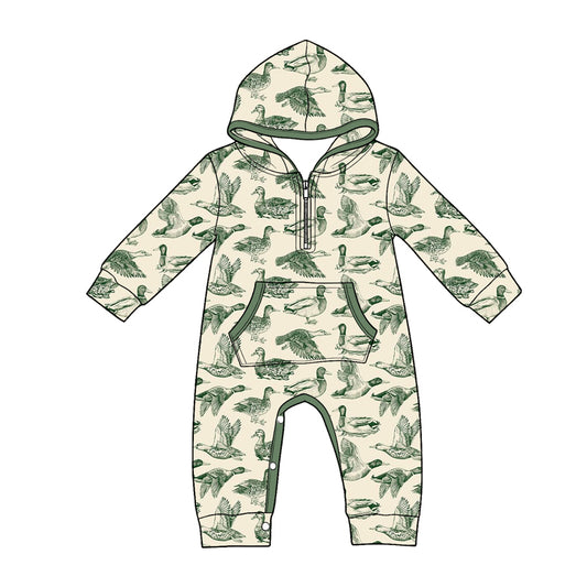 Mallard duck toddle baby boy long sleeve hoodie romper