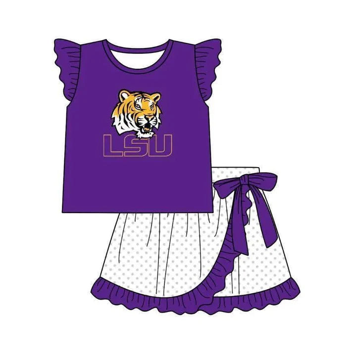 Custom team top matching skorts girl summer outfit