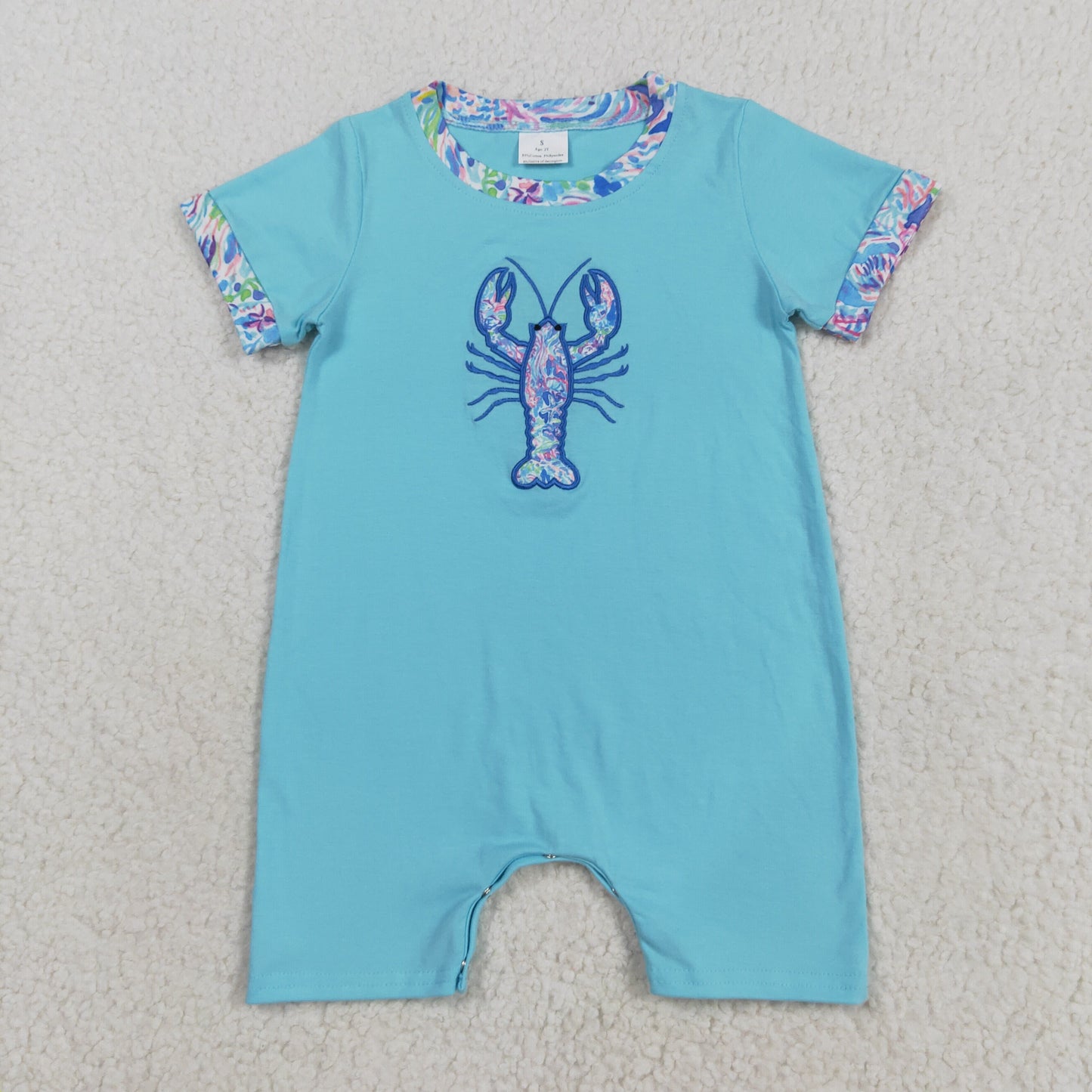 Embroidery Crawfish design boy summer outfit