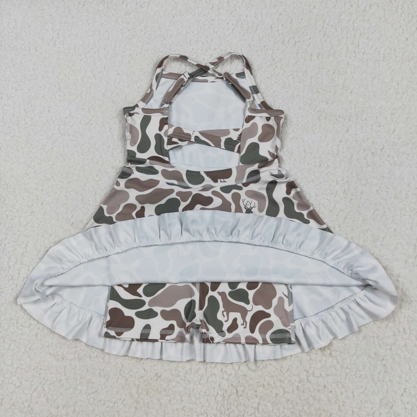 Baby girls grey camo design active wear athletic summer yoga skirt dress
