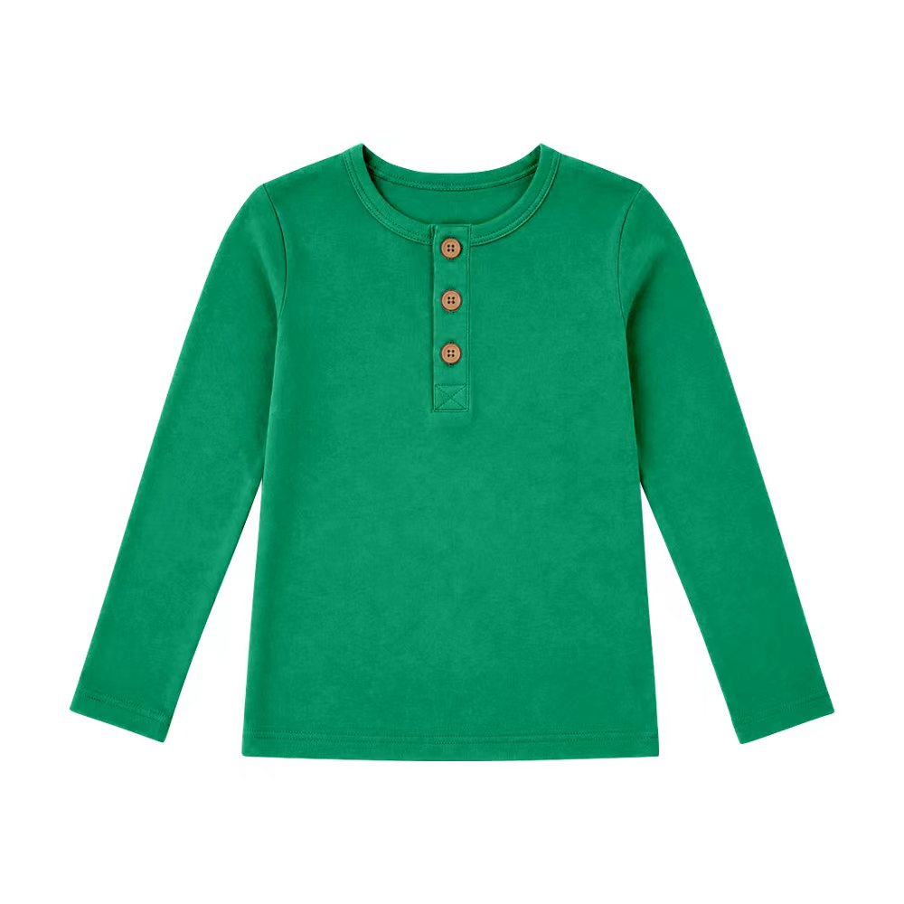 baby girls custom design long sleeve solid color cotton top