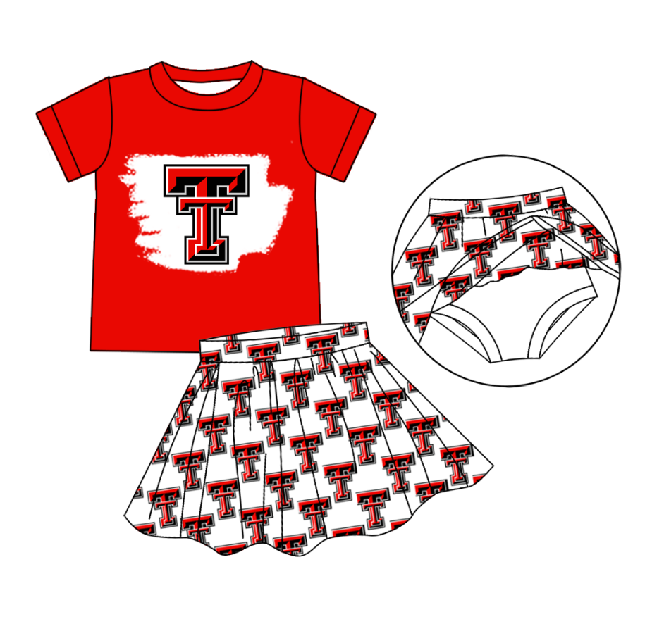 toddle girls short sleeve team skirt set