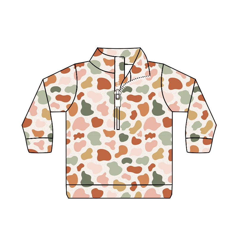 baby boy long sleeve colorful camo zip pullover