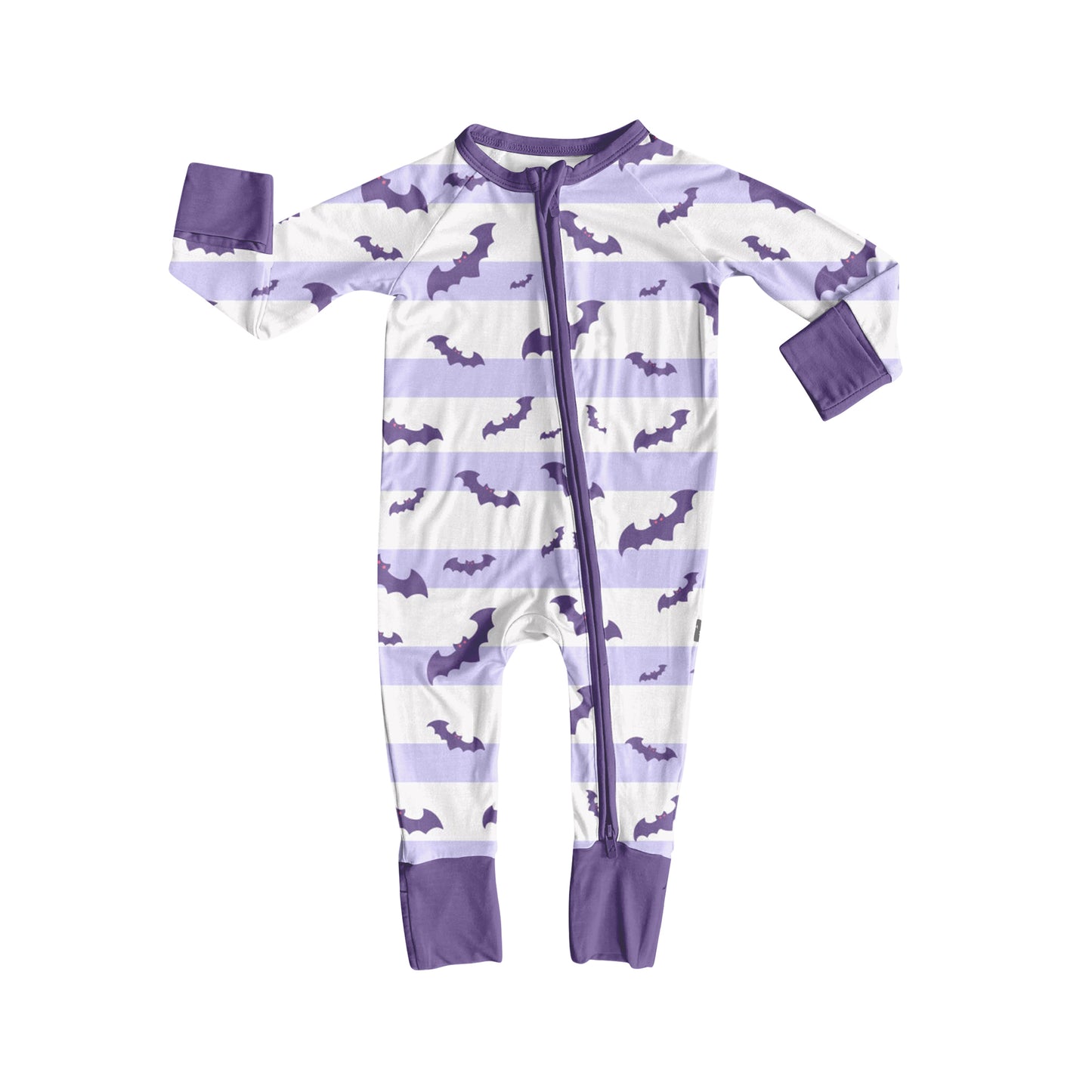 Halloween bat kids long sleeve zip romper