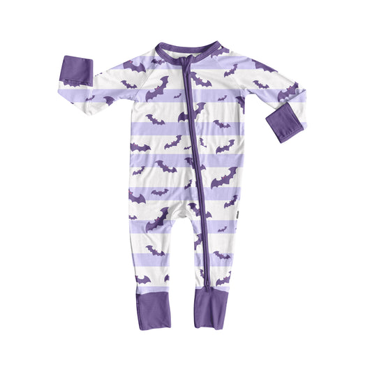 Halloween bat kids long sleeve zip romper