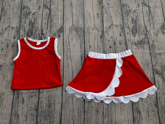 Red yoga top matching skorts girls summer outfit preorder