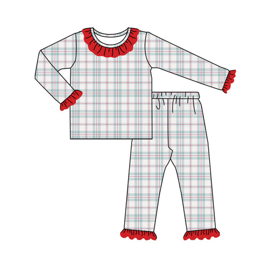 Toddle baby girls Christmas plaid long sleeve pajama set