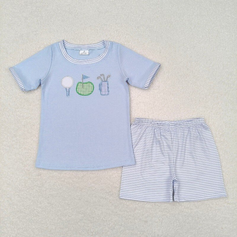 embrodiery golf sports design sister brother wholesale matching sibling set